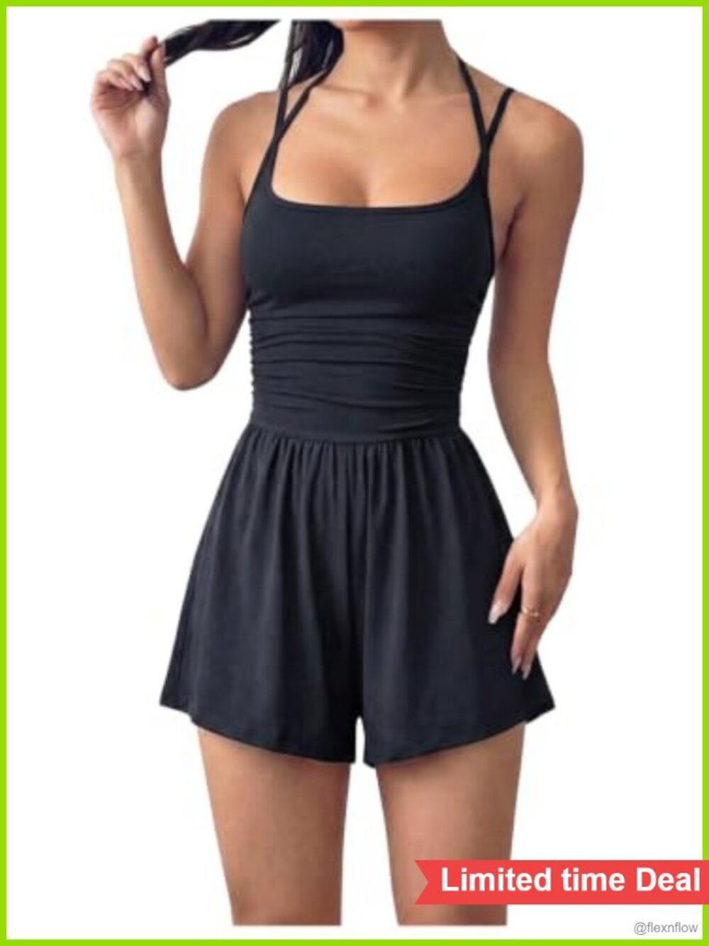Halter Neck Ruched Sleeveless Backless Short Romper Slim Fit One Piece